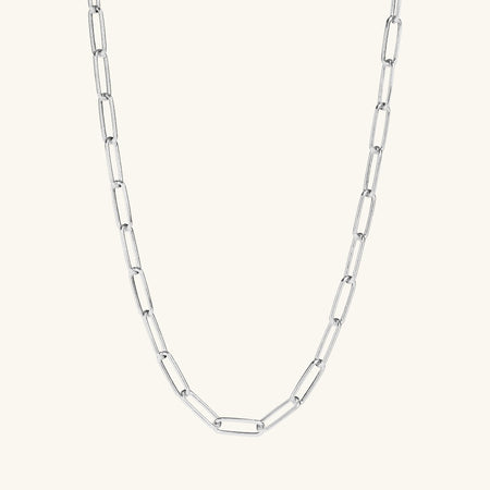 Paperclip Chain Necklace Silver